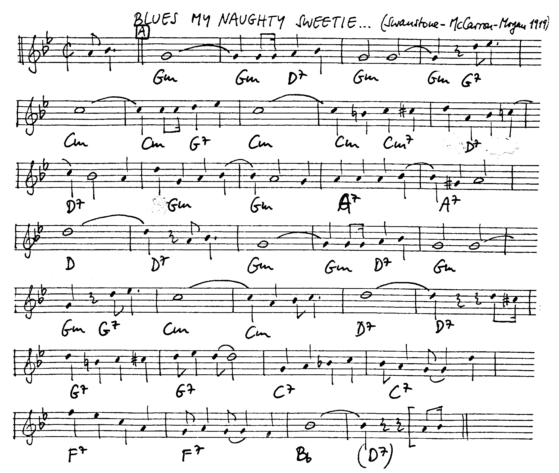 blues my naughty sweetie leadsheet – book us for your next 20s or gatsby event